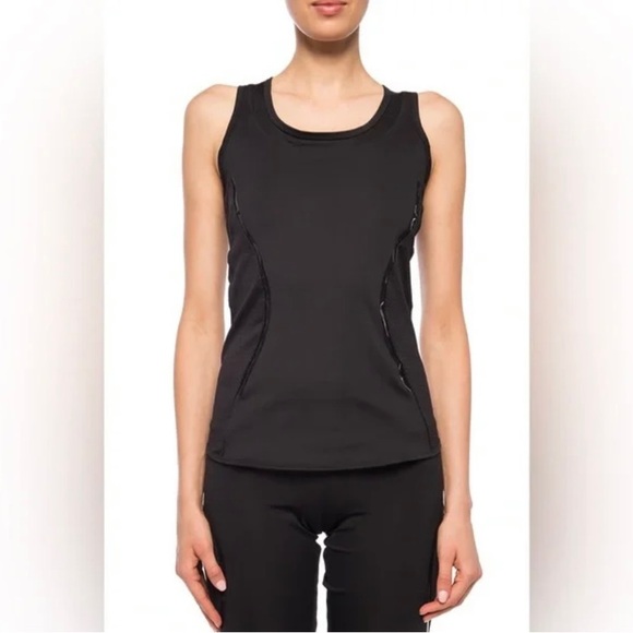 Adidas x Stella McCartney racer-back tank with mesh inserts on sides black L - Picture 14 of 15